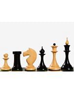 The 1950s Soviet (Russian) Latvian Reproduced Chess Pieces in Ebonized Boxwood & Natural Boxwood - 4.1" King