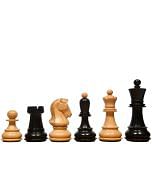1950 Reproduced Dubrovnik Bobby Fischer Chessmen Version 3.0 in Ebonized/Box Wood - 3.75" King