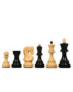 Old 1959 Russian Zagreb Staunton Chess Pieces in Finish Ebonized Boxwood / Natural Boxwood - 3.8" King