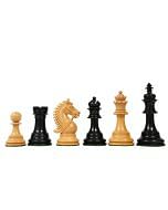 The CB Bridle Series Luxury Triple Weighted Chess Pieces in Ebony Wood / Box Wood - 4.2" King