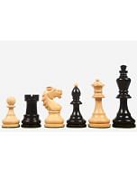 Reproduced Vintage 1950's Circa Bohemia Staunton Series German Chess Pieces in Ebonized Boxwood & Natural Boxwood - 3.89" King