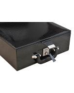 Leatherette Chess Set Coffer Storage Box with Hi-Gloss Crocodile Pattern Finish for 3.6" - 4.1" Pieces