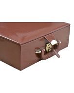 Brown Leatherette Chess Set Coffer Storage Box with Hi-Gloss Crocodile Pattern Finish for 3.6" - 4.1" Pieces