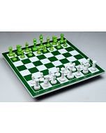 Shamrock Chess Set Painted in Vivid Irish Green & White Plastic - 3.75" King with Board