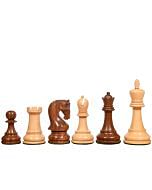 The Leningrad Club-Sized Wooden Chess Pieces in Sheesham Wood (Golden Rosewood) & Boxwood- 4.0" King