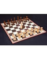 Tournament German Knight Chess Pieces in Sheesham/Boxwood - 3.75" King with Storage Pouch & Board