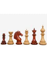 The Sikh Empire Series Triple Weighted Wooden Handmade Chess Pieces in Bud Rosewood (Padauk) and Indian Boxwood - 4.5" King