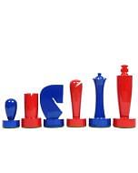 Berliner Series Modern Minimalist Chess Pieces in Red and Blue Painted Box Wood - 3.7" King