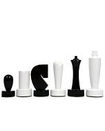 Berliner Series Modern Minimalist Chess Pieces in Black and White Painted Box Wood - 3.7" King