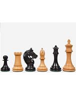 The American Bridle Triple-Weighted Chess Pieces with Extra Queen - Handcrafted in Ebony & Boxwood 4.2" King