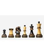 1950 Reproduced Dubrovnik Bobby Fischer Chessmen Version 3.0 in Lacquer Finished Burnt & Natural Box Wood - 3.7" King