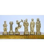 Clearance - Solid Brass Chess Pieces With Collectible Premium Chess Board in Shiny Silver & Gold Color