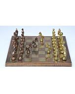 Clearance - Brass Chess Set Handmade Antique Finish Vintage Style Figure Chess Set in Antique Brass & Gold Color