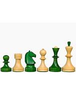 Reproduced Russian (Soviet Era) Series Chess Pieces in Stained Green Ash Burl / Box Wood - 3.7" King