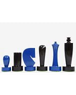 Berliner Series Modern Minimalist Chess Pieces in Blue and Black Painted Boxwood - 3.7" King