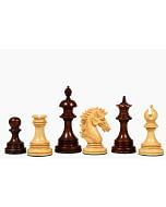 New Indian-American Luxury Series Triple Weighted Chess Pieces in Bud Rosewood(Padauk) / Box Wood Ver 2.0 - 4.4" King