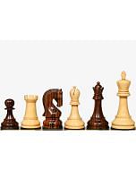 The Leningrad Club-Sized Wooden Chess Pieces in Indian Rosewood & Boxwood- 4.0" King