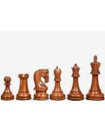 The Leningrad Club-Sized Wooden Chess Pieces in Sheesham Wood (Golden Rosewood) & Boxwood- 4.0" King