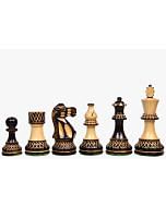 The Burnt Blazed Series Handcarved Lacquer Chess Pieces in Burnt Box Wood - 3.8" King