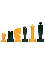 Berliner Series Modern Minimalist Chess Pieces in Green and Yellow Painted Box Wood - 3.7" King