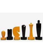 Berliner Series Modern Minimalist Chess Pieces in Black and Yellow Painted Box Wood - 3.7" King