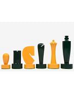 Berliner Series Modern Minimalist Chess Pieces in Green and Yellow Painted Box Wood - 3.7" King