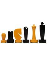 Berliner Series Modern Minimalist Chess Pieces in Black and Yellow Painted Box Wood - 3.7" King