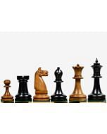 American Chess Company 1904 Reproduction Tournament Chess Set - In Black Ebonized & Antiqued Boxwood 3.8" King