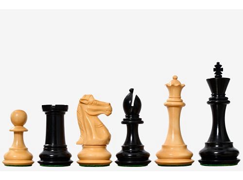 The Old Romeo Staunton Series Weighted Chess Pieces in Ebony & Box Wood - 3.8" King