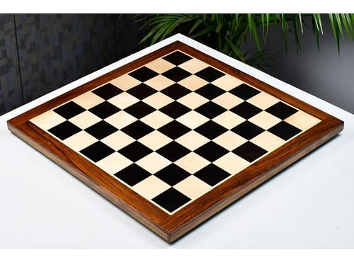 Solid Wooden Indian Chess Board in Genuine Ebony Wood & Maple Wood with Sheesham Wood Border 21" - 55 mm Square By Chessbazaar

