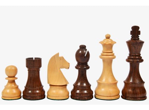 Tournament Series Staunton Chess Pieces with German Knight in Sheesham & Box Wood - 3.75" King