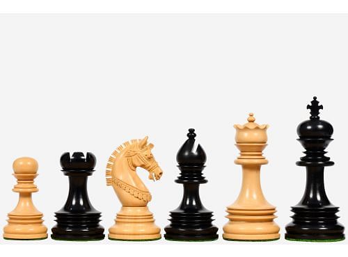The Indian Chetak II Customized Lead Weighted Staunton Wood Chess Pieces in Ebony wood / Box Wood - 4.3" King extra Queens