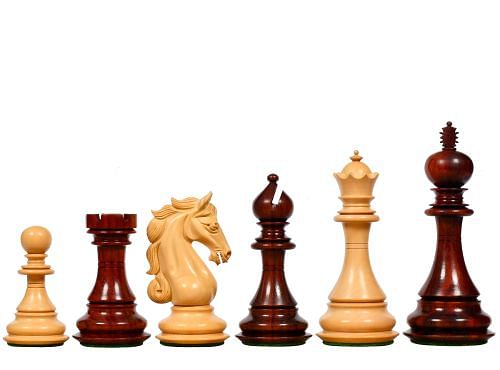 The Shera Series Staunton Triple Weighted Chess Pieces V2.0 in Bud Rose / Box Wood - 4.5" King
