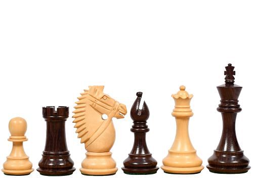 The Bridle Knight Series Wooden Chess Pieces in Indian Rosewood & Box Wood - 4.1" King 