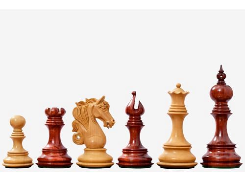 The Admiral Series II Staunton Chess Pieces in Bud Rosewood & Box Wood - 4.5" King
