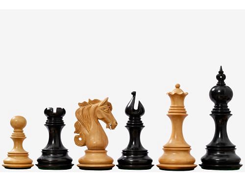 The Admiral Series II Staunton Chess Pieces in Ebony Wood & Box Wood - 4.5" King