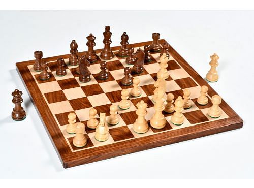 Tournament Chess Pieces Set German Knight in Sheesham(Golden Rosewood) & Box Wood - 3" King with Wooden Chess board