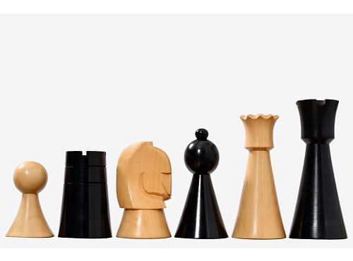 The Australian War Memorial Reproduced Chess Pieces by ACF in Ebonized & Natural Boxwood w/ King Base Stamping - 3.5" King