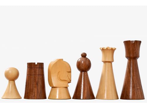 The Australian War Memorial Reproduced Chess Pieces by ACF in Sheesham & Natural Boxwood w/ King Base Stamping - 3.5" King