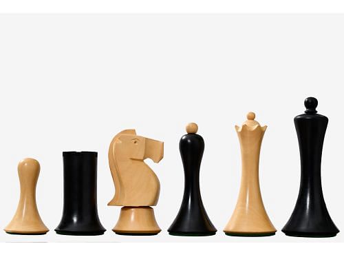 Minimalist Soviet-Style Chess Pieces In Sheesham & Boxwood Wood - 3.7” King 