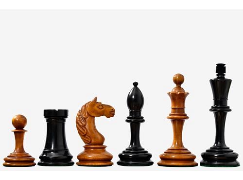 Antonio Fabiano 1933 Soviet Era Botvinnik Style Weighted Chess Pieces in Ebony & Antique 3.8 Inch King 