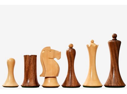 Minimalist Soviet-Style Chess Pieces In Sheesham & Boxwood - 3.7” King 