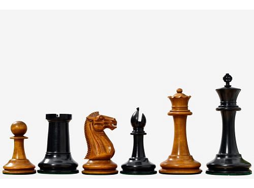 Nathaniel Cooke 1849 Staunton Chess Pieces – 4.5” King | Collector’s Ebony & Antiqued Boxwood
