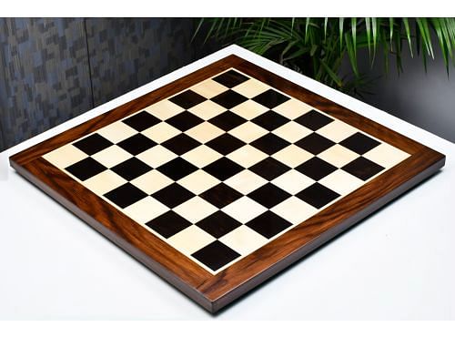 Solid Wooden Indian Chess Board in Genuine Ebony Wood & Maple Wood with Sheesham Wood Border 23" - 60 mm Square By Chessbazaar

