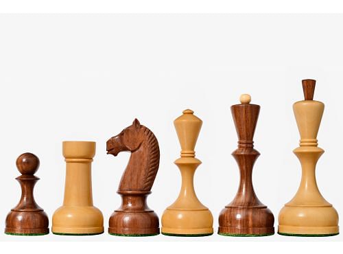 1935-60 The Reproduced Russian Soviet Era Series Chess Pieces in Sheesham & Box Wood - 4.4" King