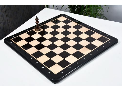 Wooden Chess Board with Notation in Ebony Wood & Maple 21" - 55 mm Square