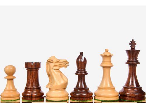 Prestige Staunton Series Weighted Chess Pieces in Anjan Wood & Box Wood - 4.0" King