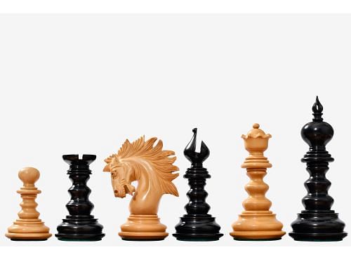 The St. Petersburg Luxury Artisan Series Chess Pieces in Ebony / Boxwood - 4.3" King with Storage Box
