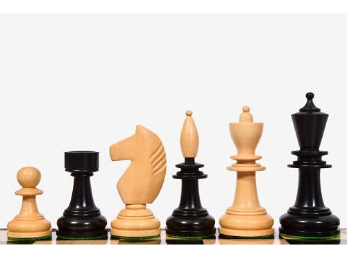 The Reproduced Hungarian Chess Pieces in Ebonized Boxwood & Natural Boxwood - 3.9" King 