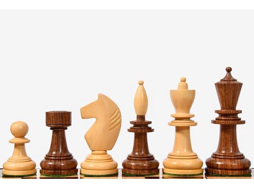 The Reproduced Hungarian Chess Pieces in Sheesham Wood & Natural Boxwood - 3.9" King 